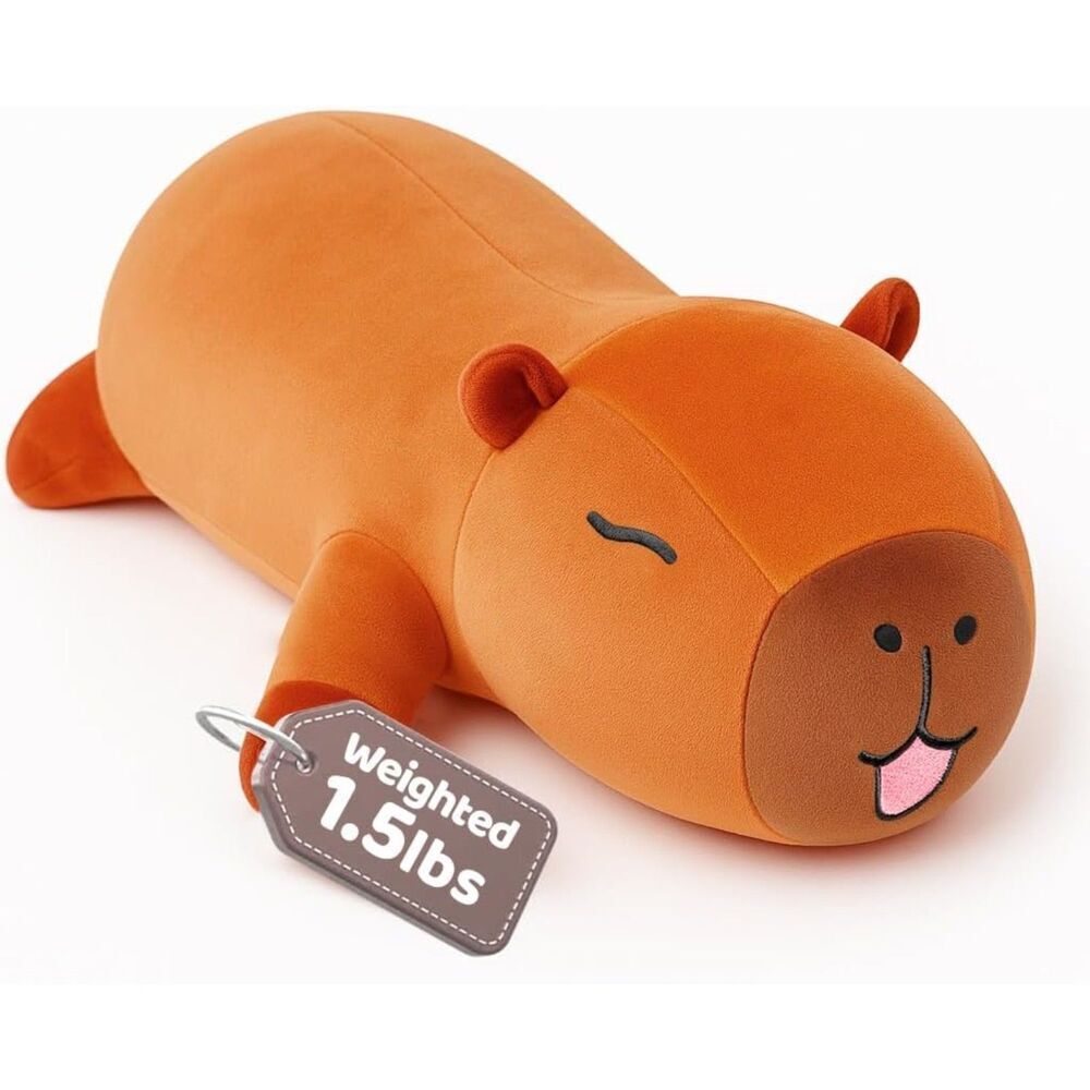14in Cute Capybara Weighted Stuffed Animal with Beads Soft Sensory Plush Pillow